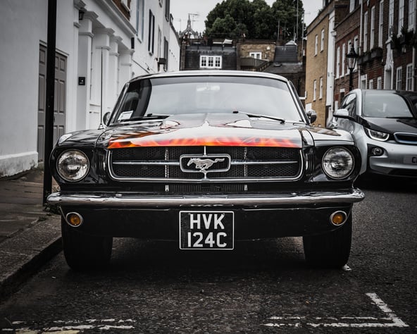 Selective Focus Photography of Black Ford Mustang Car